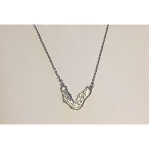 New Textured Silver Rhinestone Studded Wing Necklace